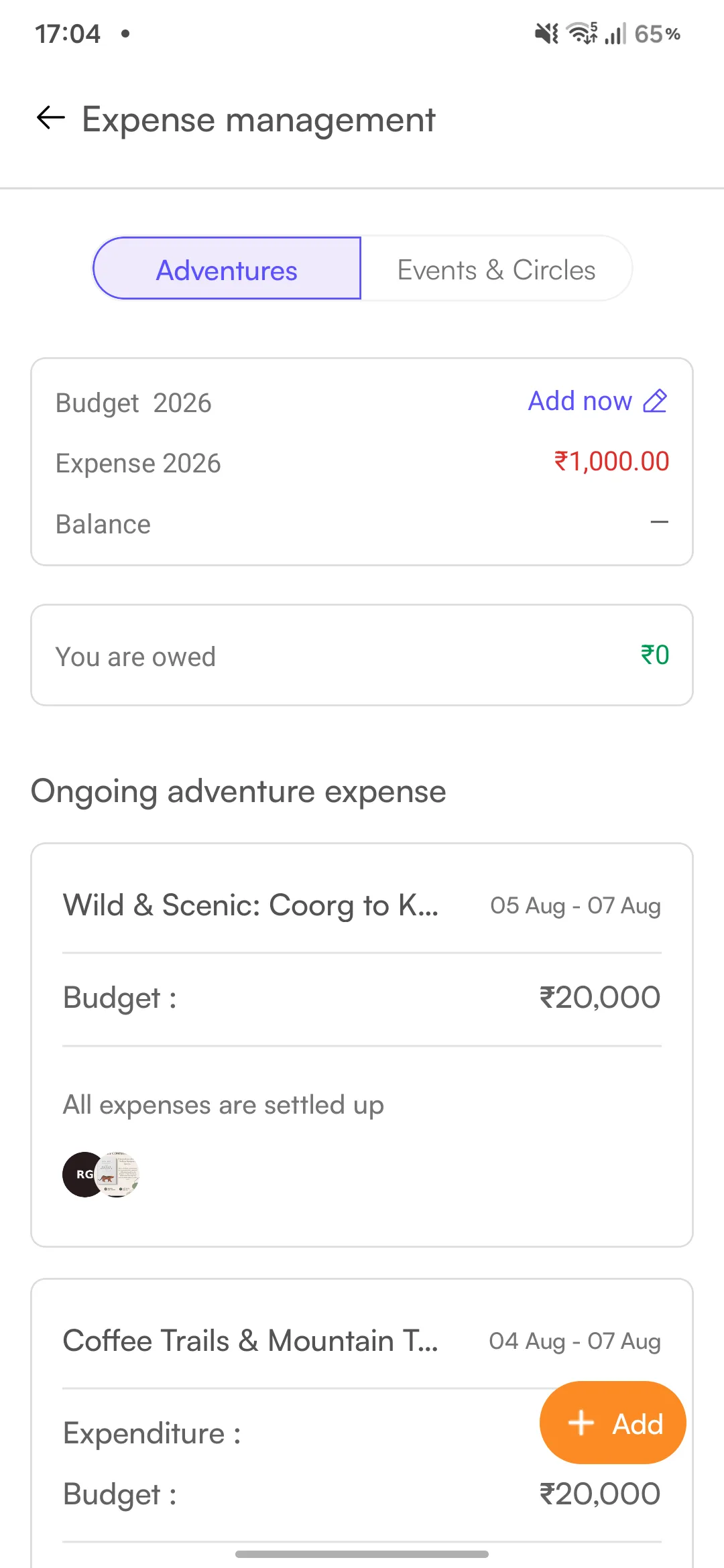 Expense tracking screen 2