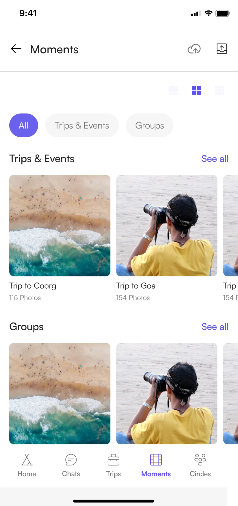 Moments gallery screen 2