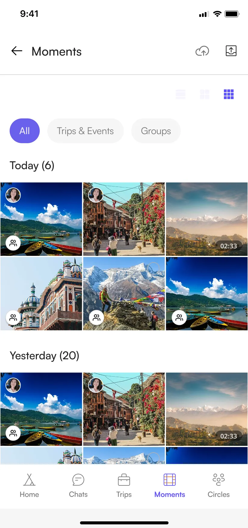 Moments gallery screen 3