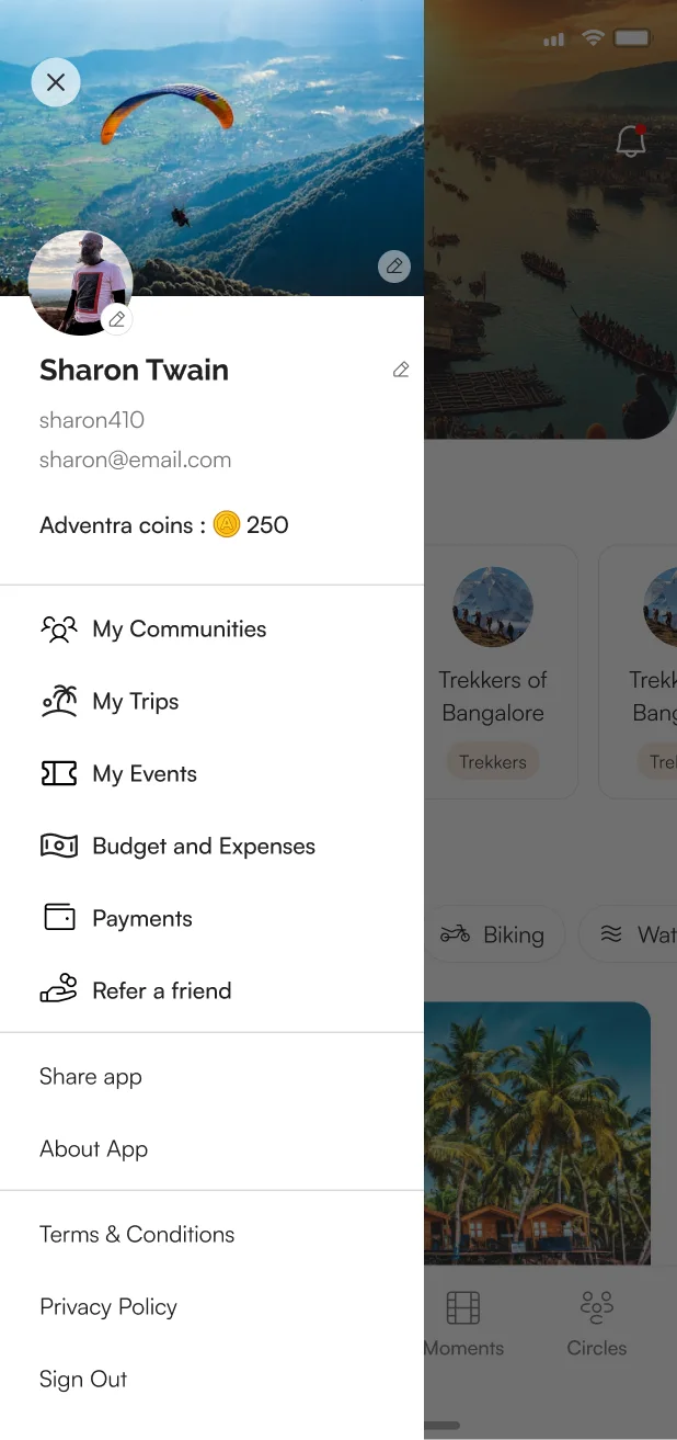 Travelogue screen 1